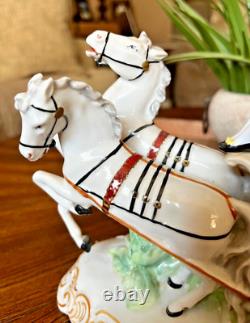 RARE Victorian Wallendorf Germany Porcelain Horse Drawn Carriage Buggy WOW B14