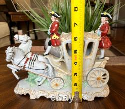 RARE Victorian Wallendorf Germany Porcelain Horse Drawn Carriage Buggy WOW B14