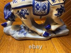 RARE Vintage Chinoiserie Blue -White 8x 10 Horse Figurine/ Hand Painted