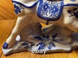 RARE Vintage Chinoiserie Blue -White 8x 10 Horse Figurine/ Hand Painted