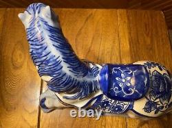 RARE Vintage Chinoiserie Blue -White 8x 10 Horse Figurine/ Hand Painted