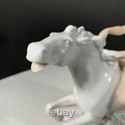 RARE Vintage Germany Wallendorf Nude Woman Riding Horse Porcelain Figurine