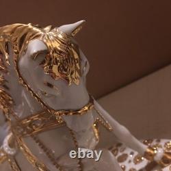 RG Porcellane Capodimonte Limoges Rearing Horse White Gold Swarovski Rare