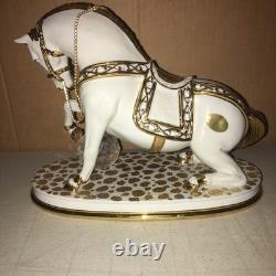 RG Porcellane Capodimonte Limoges Rearing Horse White Gold Swarovski Rare