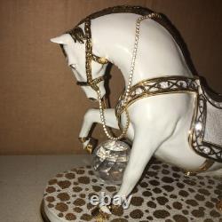 RG Porcellane Capodimonte Limoges Rearing Horse White Gold Swarovski Rare