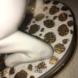 RG Porcellane Capodimonte Limoges Rearing Horse White Gold Swarovski Rare