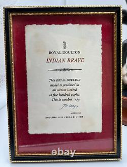 ROYAL DOULTON INDIAN BRAVE HN2376 LE #159/500 withBase, COA & Plaque 1967