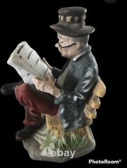 Racing Form Man Reading Newspaper Figurine Statue Vintage Ex-lego Taiwan Sticker