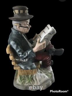 Racing Form Man Reading Newspaper Figurine Statue Vintage Ex-lego Taiwan Sticker