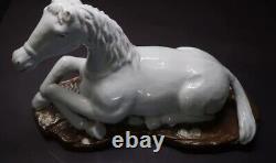 Rare Antique 15 Chinese Export Porcelain Blanc de Chine Laying Down Horse