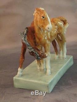 Rare Antique 1936 Royal Worcester Foals Horse Figurine By Doris Lindner #3152
