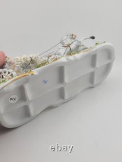 Rare Antique Capodimonte Italian Porcelain Lady Horse Carriage Lace Figurine