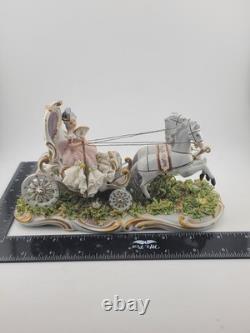 Rare Antique Capodimonte Italian Porcelain Lady Horse Carriage Lace Figurine
