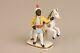 Rare Antique European Porcelain Figure Of A Moor Holding A Horse, 19thc Marked