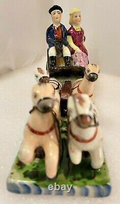 Rare Antique Staffordshire English Horse drawn Stagecoach Figurine