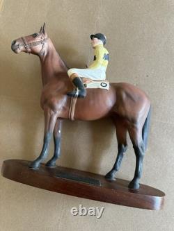 Rare Beswick England Horse Figurine Arkle Thoroughbred with Jockey Pat Taaffe