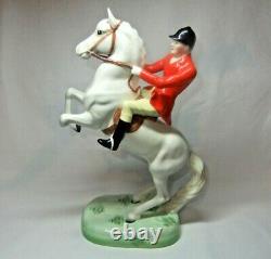 Rare Beswick Rearing Horseman Huntsman On Grey White Horse 868