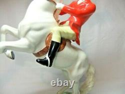 Rare Beswick Rearing Horseman Huntsman On Grey White Horse 868