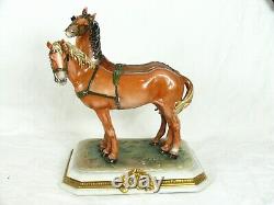 Rare Capodimonte For Archimede Seguso Signed B. Merli Large Horses Figurine