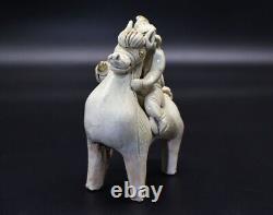 Rare Chinese Antique 6thC Xiangzhou Kiln Porcelain Statue Horse Riding Warrior