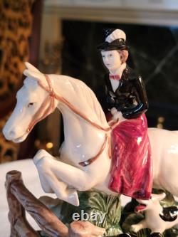 Rare, Fitz & Floyd Porcelain'the Hunt', Lady Riding Horse With Hounds, 8''h