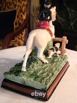 Rare, Fitz & Floyd Porcelain'the Hunt', Lady Riding Horse With Hounds, 8''h