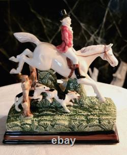 Rare, Fitz & Floyd' The Hunt' Gentleman On Horse With Hounds, 7''x 4.5'