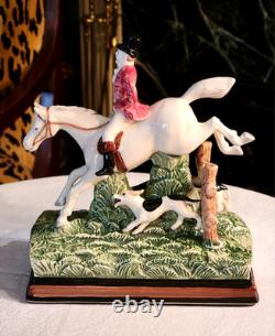 Rare, Fitz & Floyd' The Hunt' Gentleman On Horse With Hounds, 7''x 4.5'