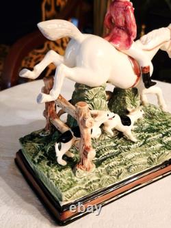 Rare, Fitz & Floyd' The Hunt' Gentleman On Horse With Hounds, 7''x 4.5'