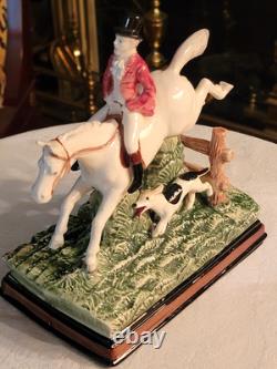 Rare, Fitz & Floyd' The Hunt' Gentleman On Horse With Hounds, 7''x 4.5'