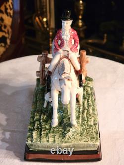 Rare, Fitz & Floyd' The Hunt' Gentleman On Horse With Hounds, 7''x 4.5'