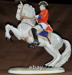 Rare Frankenthal Wessel porcelain horse and soldier Amerik Milizoffz