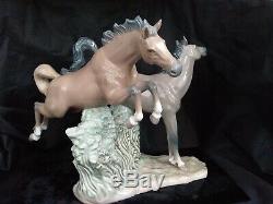Rare Lladro Nao Wild Stallions Jumping Retired Spanish Porcelain Horse Figurine