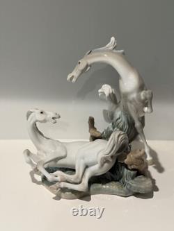 Rare Lladro Playful Horses Figurine - MINT, RETIRED 16 x 14.5