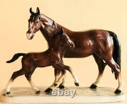 Rare Original Huge Porcelain Figurine Horse Koni Katzhutte Germany Hand-Painted