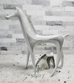 Rare Pair Art Deco Drasche Kobanya Porcelain Factory Horse Figurines Hungary