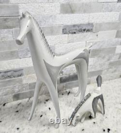 Rare Pair Art Deco Drasche Kobanya Porcelain Factory Horse Figurines Hungary