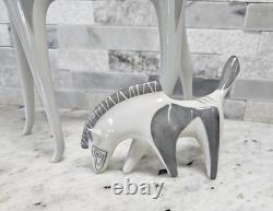 Rare Pair Art Deco Drasche Kobanya Porcelain Factory Horse Figurines Hungary