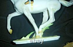 Rare Porcelain Hutschenreuther Blue Jacket Jockey on Racing Horse MINT