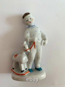 Rare Russian Figurine LFZ Boy with a horse porcelain 1960s