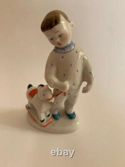 Rare Russian Figurine LFZ Boy with a horse porcelain 1960s