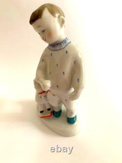 Rare Russian Figurine LFZ Boy with a horse porcelain 1960s