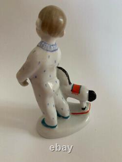 Rare Russian Figurine LFZ Boy with a horse porcelain 1960s