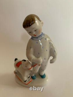 Rare Russian Figurine LFZ Boy with a horse porcelain 1960s