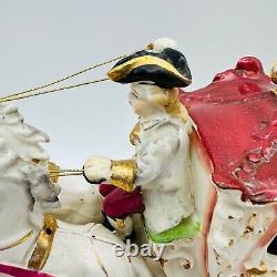 Rare Vintage Beautiful Large Thames Victorian Horse And Carriage Porcelain