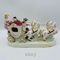 Rare Vintage Beautiful Large Thames Victorian Horse And Carriage Porcelain