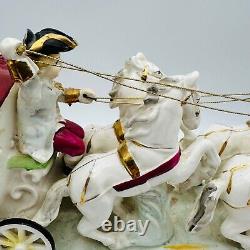 Rare Vintage Beautiful Large Thames Victorian Horse And Carriage Porcelain