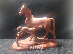Rare Vintage Brown W. Goebel Horse and Nursing Foal Figurine 1958