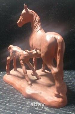 Rare Vintage Brown W. Goebel Horse and Nursing Foal Figurine 1958