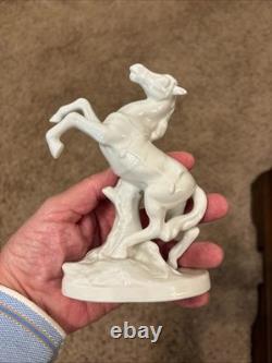 Rare, Vintage German Made SITZENDORF Porcelain Rearing Stallion Horse With Mark